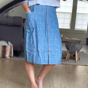 Plaid denim skirt